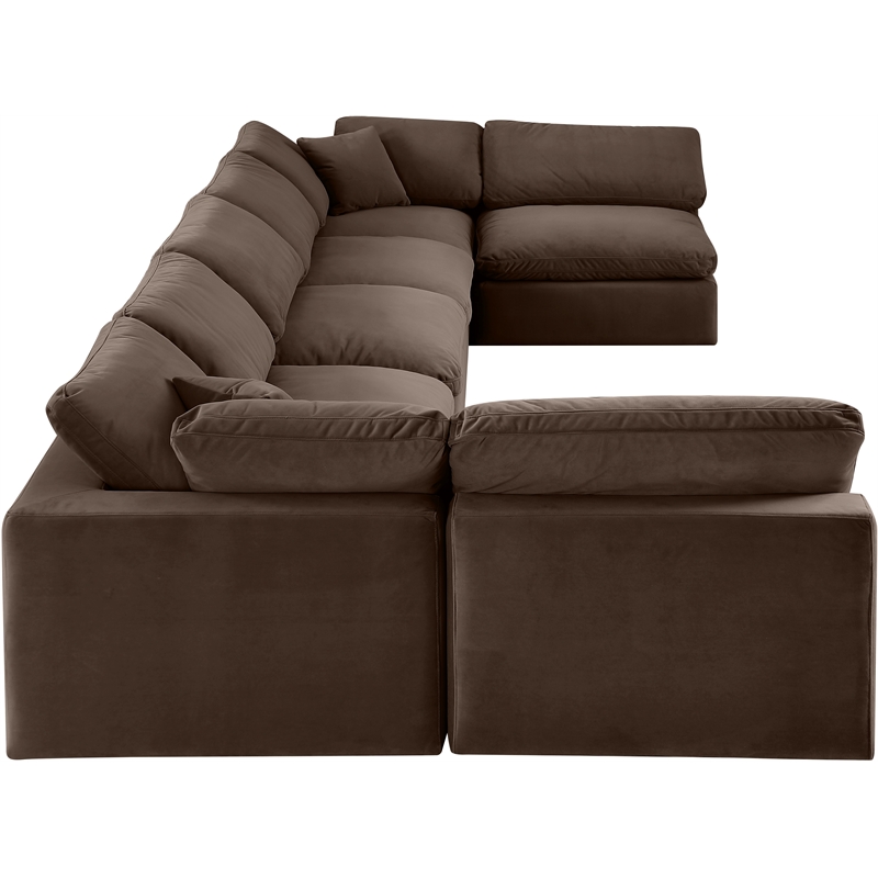 Meridian Furniture Comfy Brown Velvet 7-Pc. Modular Sectional