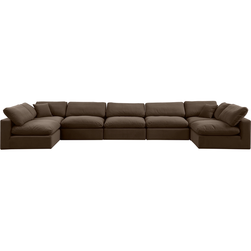 Meridian Furniture Comfy Brown Velvet 7-Pc. Modular Sectional