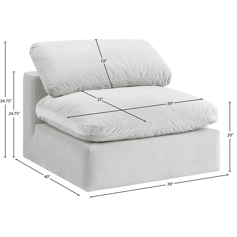 Meridian Furniture Comfy Cream Velvet Armless Chair