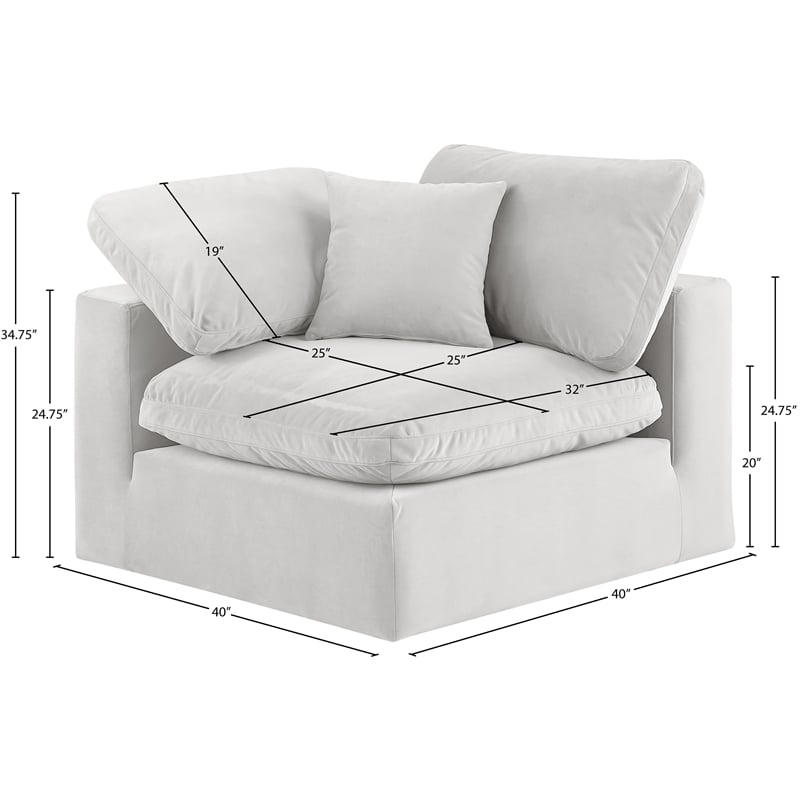 Meridian Furniture Comfy Cream Velvet Corner Chair