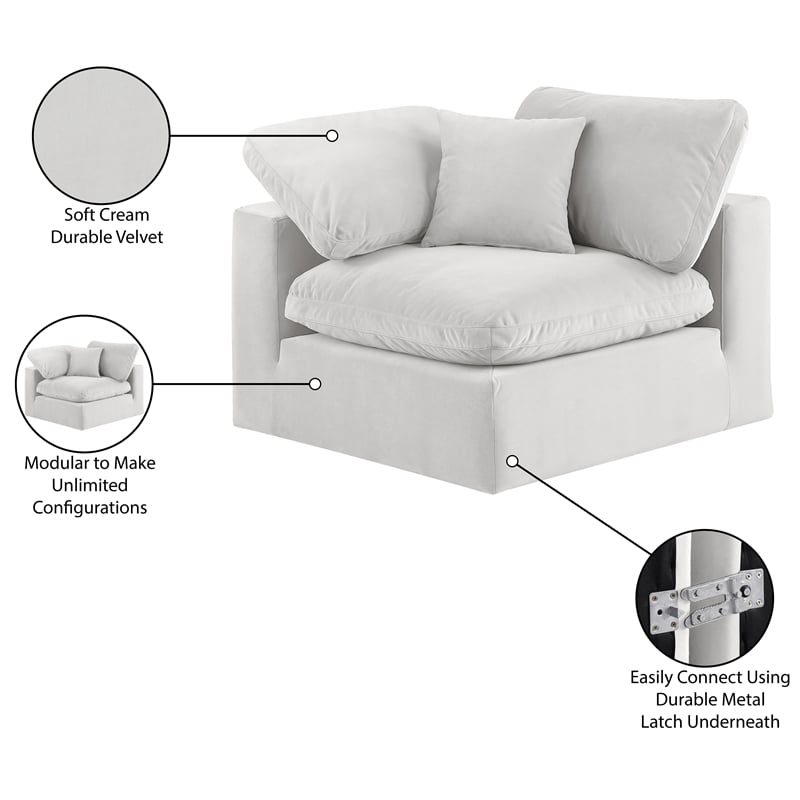 Meridian Furniture Comfy Cream Velvet Corner Chair
