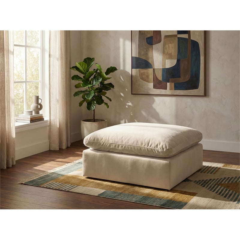 Meridian Furniture Comfy Cream Velvet Ottoman