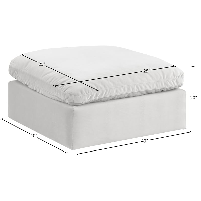 Meridian Furniture Comfy Cream Velvet Ottoman
