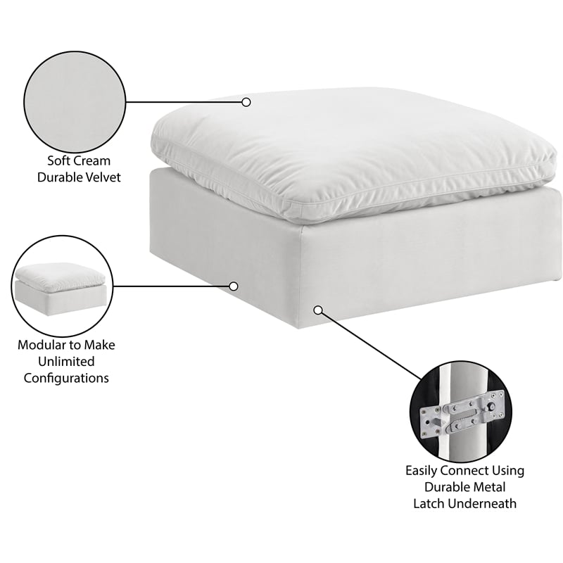 Meridian Furniture Comfy Cream Velvet Ottoman