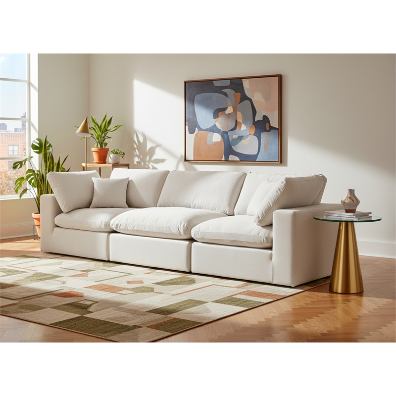 Meridian Furniture Comfy Cream Velvet 3-Pc. Modular Sofa