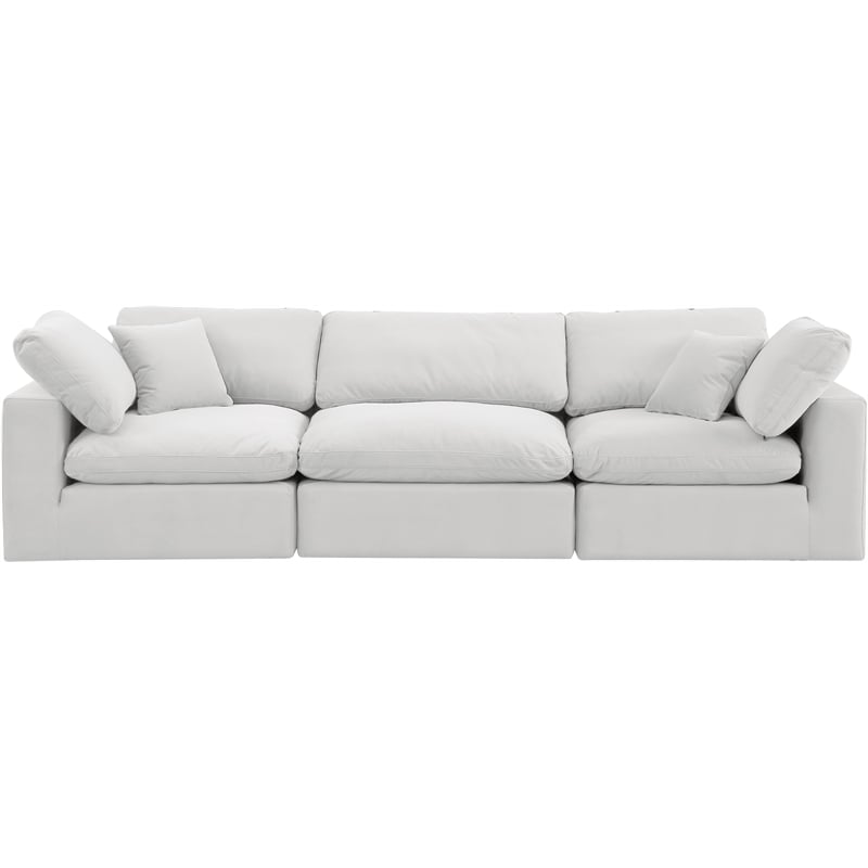 Meridian Furniture Comfy Cream Velvet 3-Pc. Modular Sofa