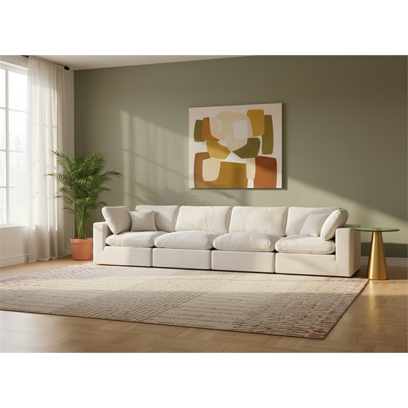 Meridian Furniture Comfy Cream Velvet 4-Pc. Modular Sofa