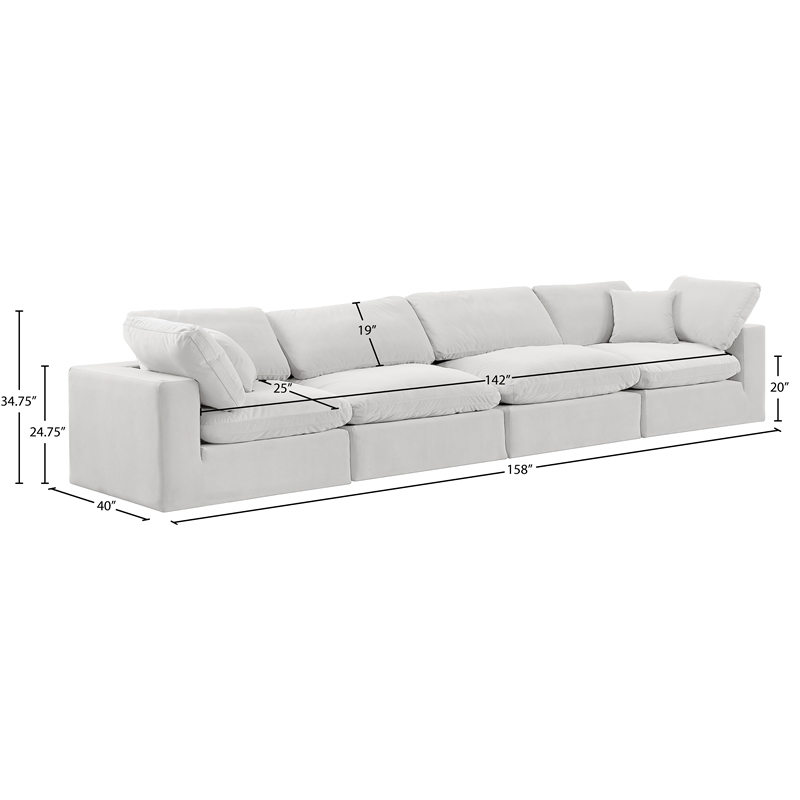 Meridian Furniture Comfy Cream Velvet 4-Pc. Modular Sofa