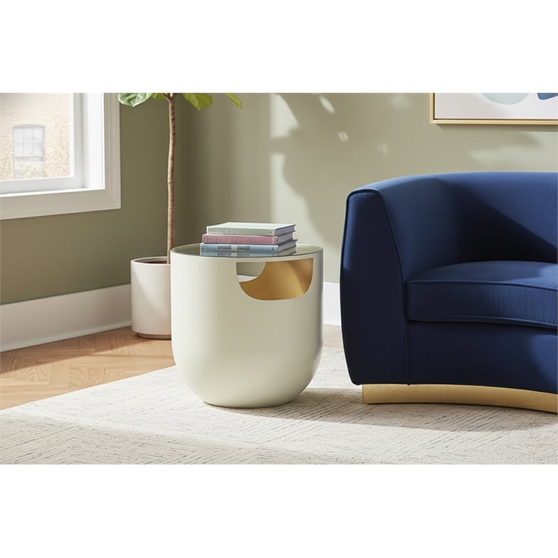 Meridian Furniture Doma Cream / Gold End Table