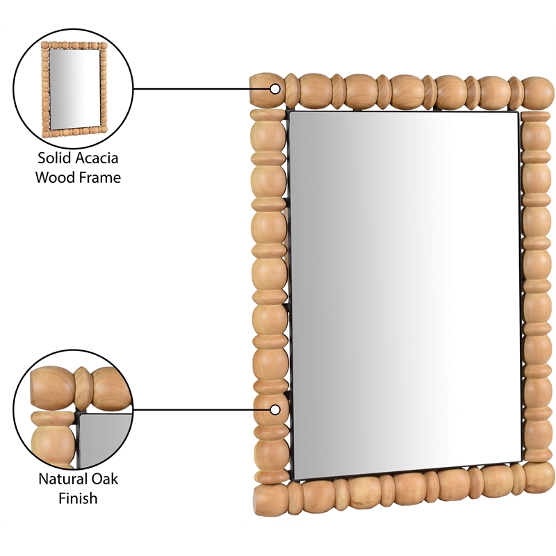 Meridian Furniture Aubrey Bleached Natural Oak Mirror