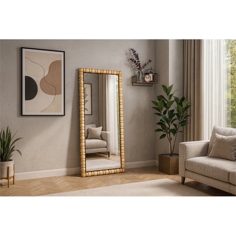 Meridian Furniture Aubrey Bleached Natural Oak Mirror