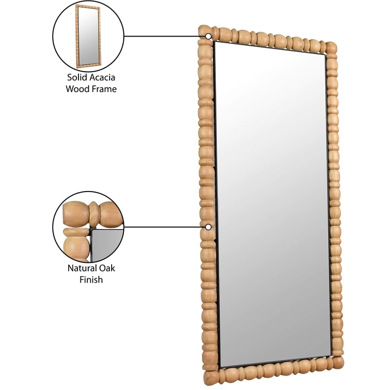 Meridian Furniture Aubrey Bleached Natural Oak Mirror