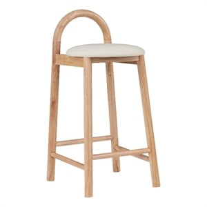 Meridian Furniture Calvin 27&quot Vegan Leather Stool in Cream & Natural