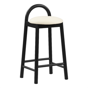 Meridian Furniture Calvin 27&quot Vegan Leather Stool in Cream & Black