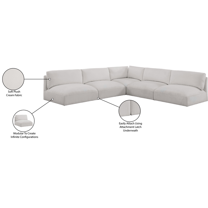 Meridian Furniture Ease Cream Fabric Modular Sectional