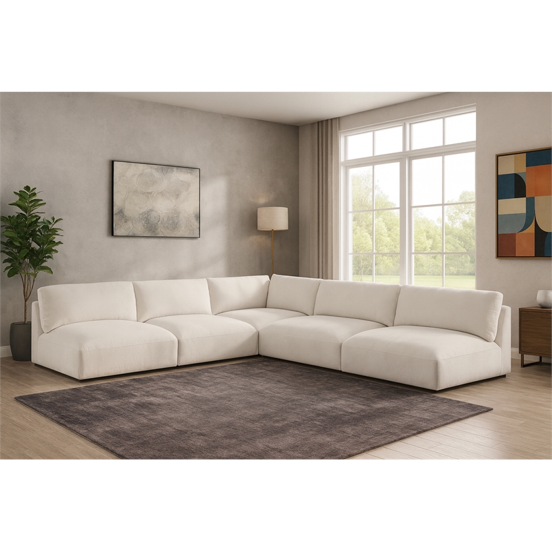 Meridian Furniture Ease Cream Fabric Modular Sectional
