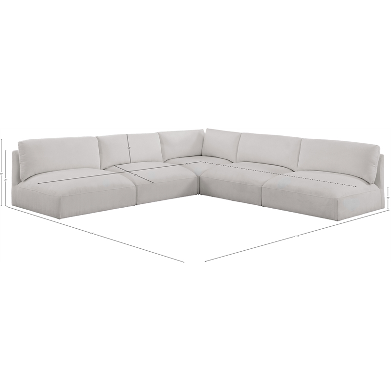 Meridian Furniture Ease Cream Fabric Modular Sectional