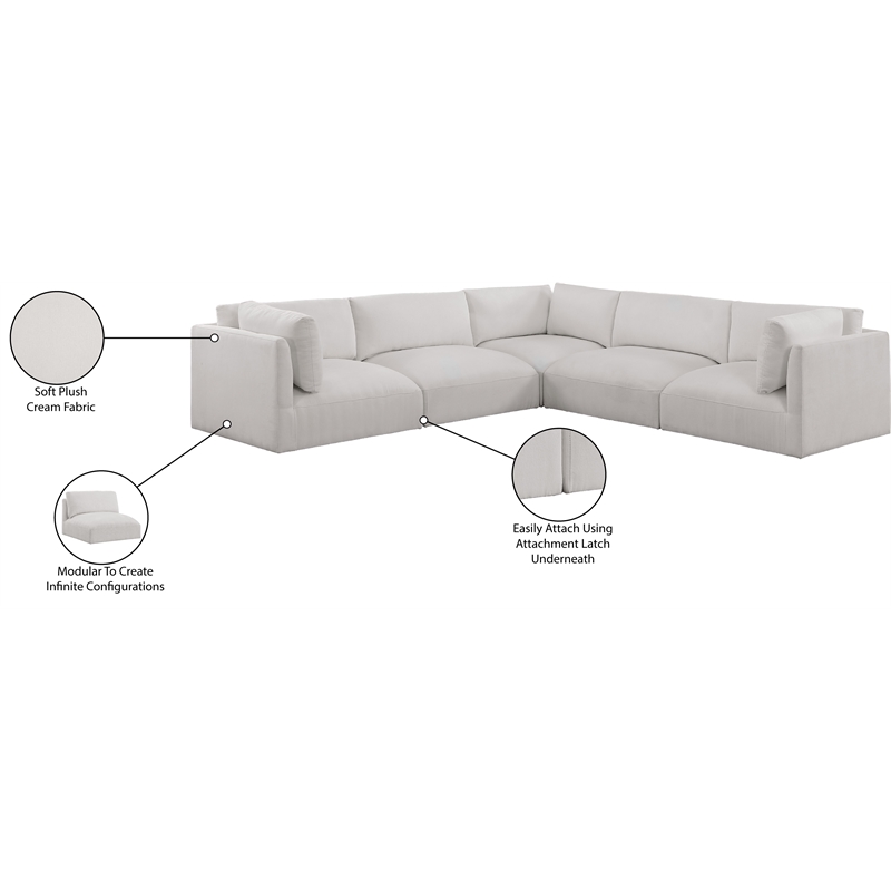 Meridian Furniture Ease Cream Fabric Modular Sectional