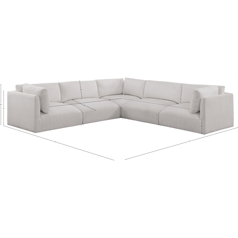 Meridian Furniture Ease Cream Fabric Modular Sectional