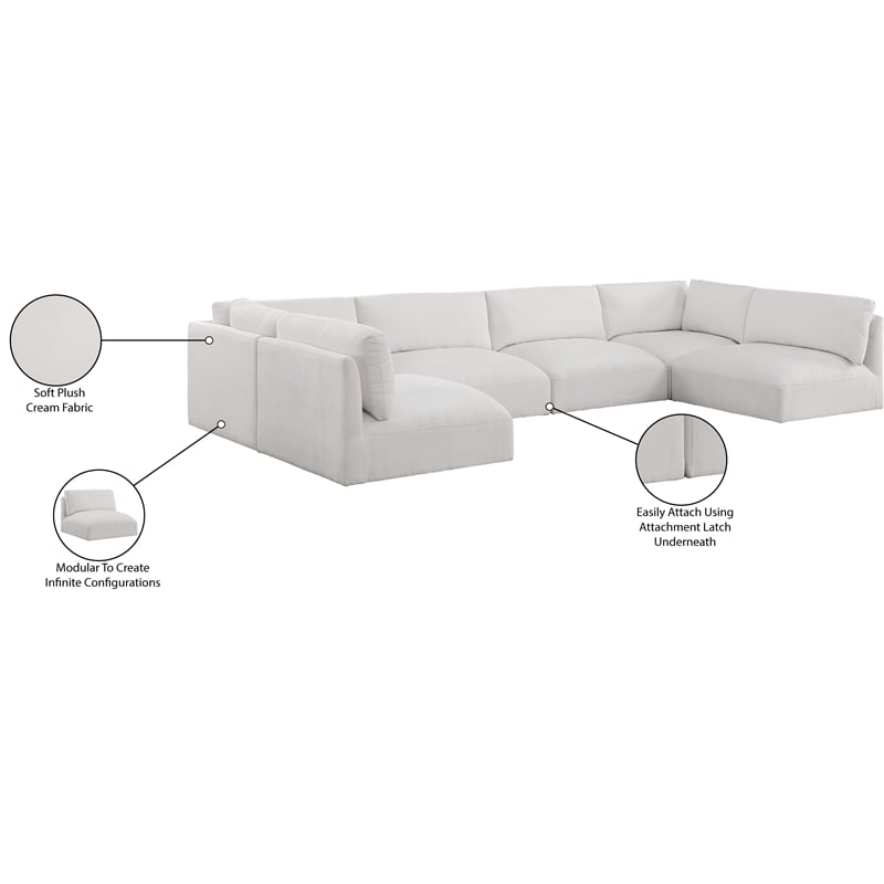 Meridian Furniture Ease Cream Fabric Modular Sectional