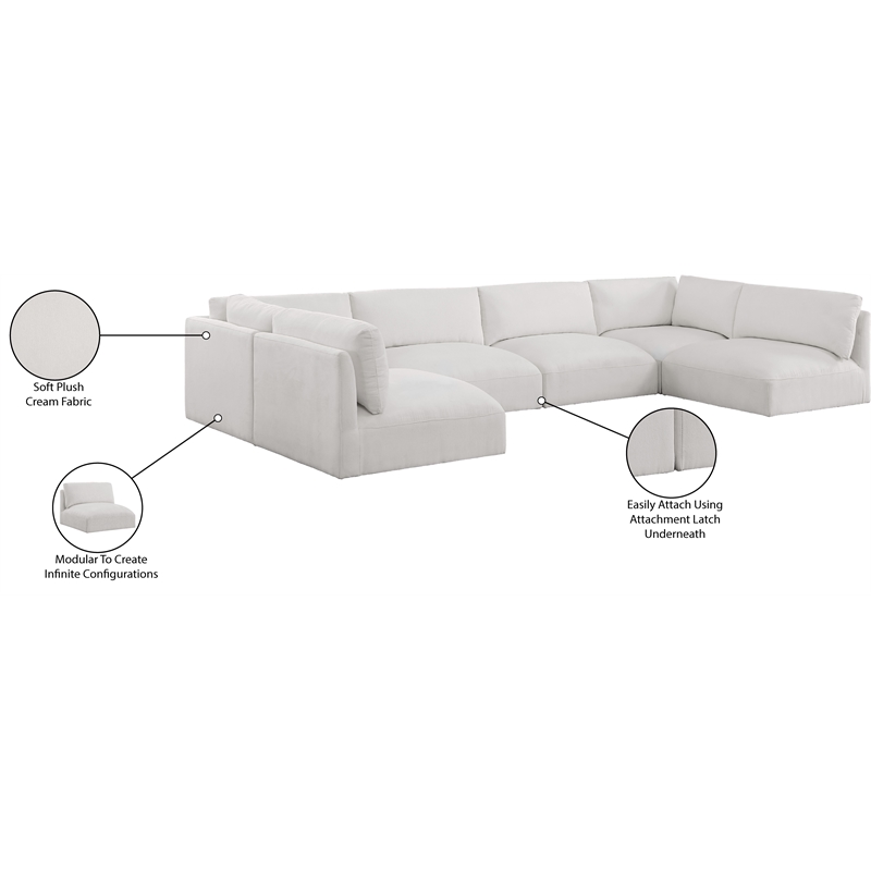 Meridian Furniture Ease Cream Fabric Modular Sectional