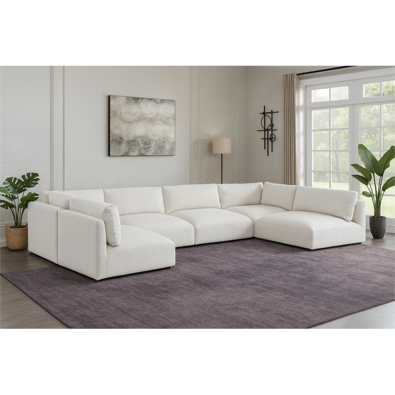 Meridian Furniture Ease Cream Fabric Modular Sectional