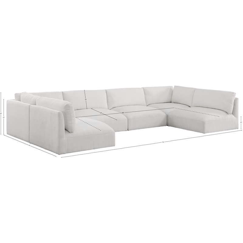 Meridian Furniture Ease Cream Fabric Modular Sectional