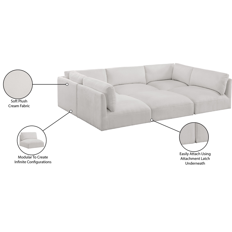 Meridian Furniture Ease Cream Fabric Modular Sectional
