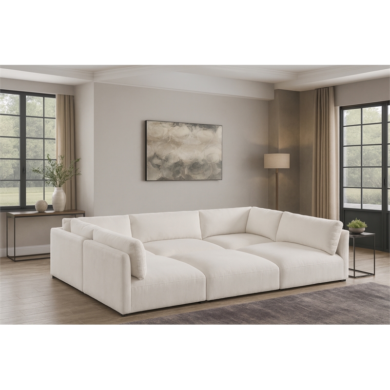 Meridian Furniture Ease Cream Fabric Modular Sectional