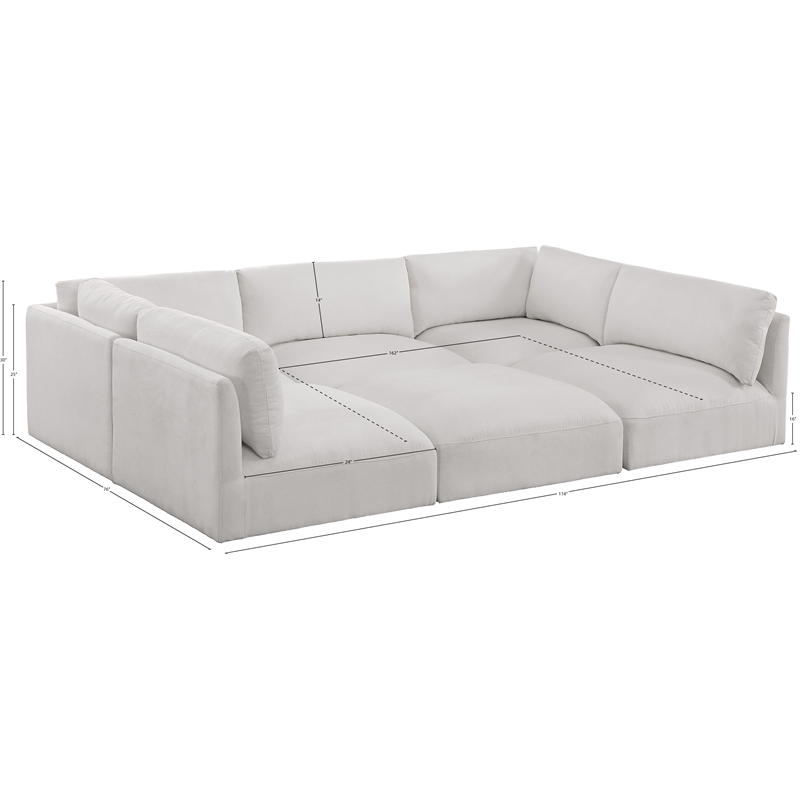 Meridian Furniture Ease Cream Fabric Modular Sectional