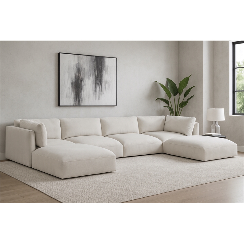 Meridian Furniture Ease Cream Fabric Modular Sectional