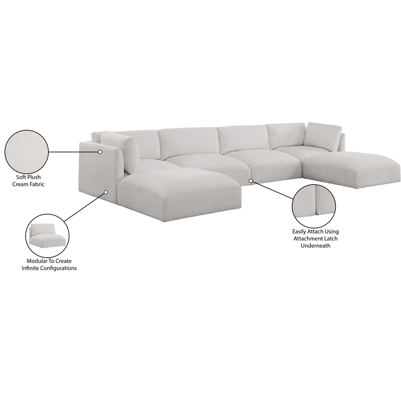 Meridian Furniture Ease Cream Fabric Modular Sectional