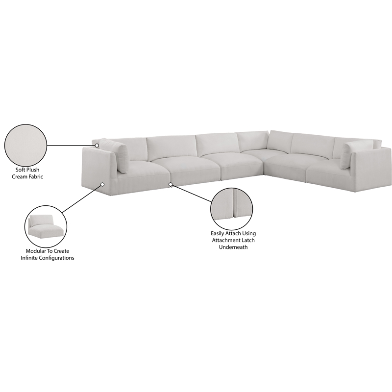 Meridian Furniture Ease Cream Fabric Modular Sectional