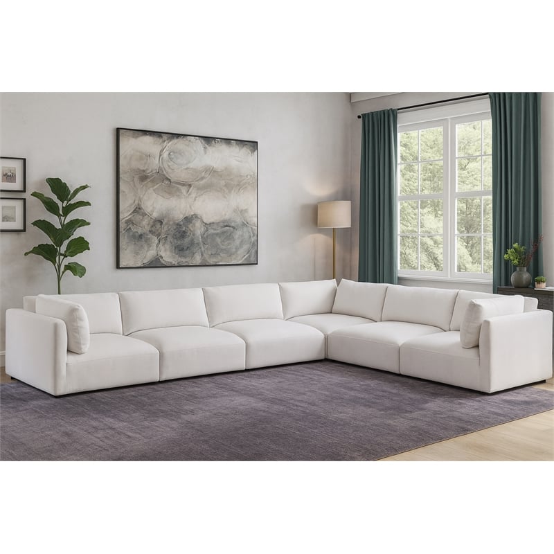 Meridian Furniture Ease Cream Fabric Modular Sectional