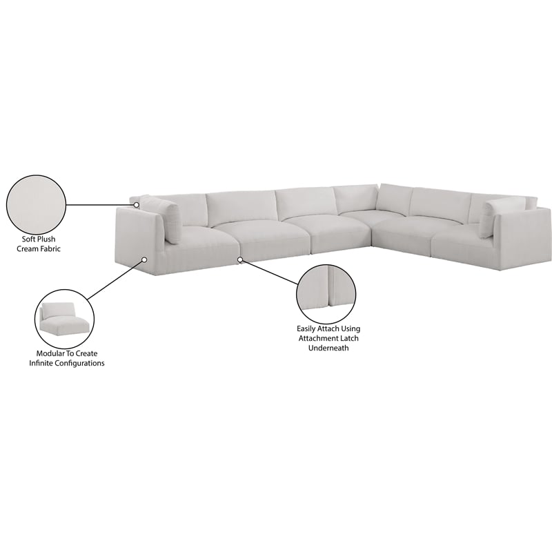 Meridian Furniture Ease Cream Fabric Modular Sectional