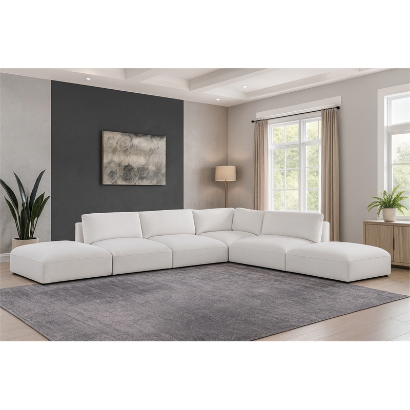 Meridian Furniture Ease Cream Fabric Modular Sectional