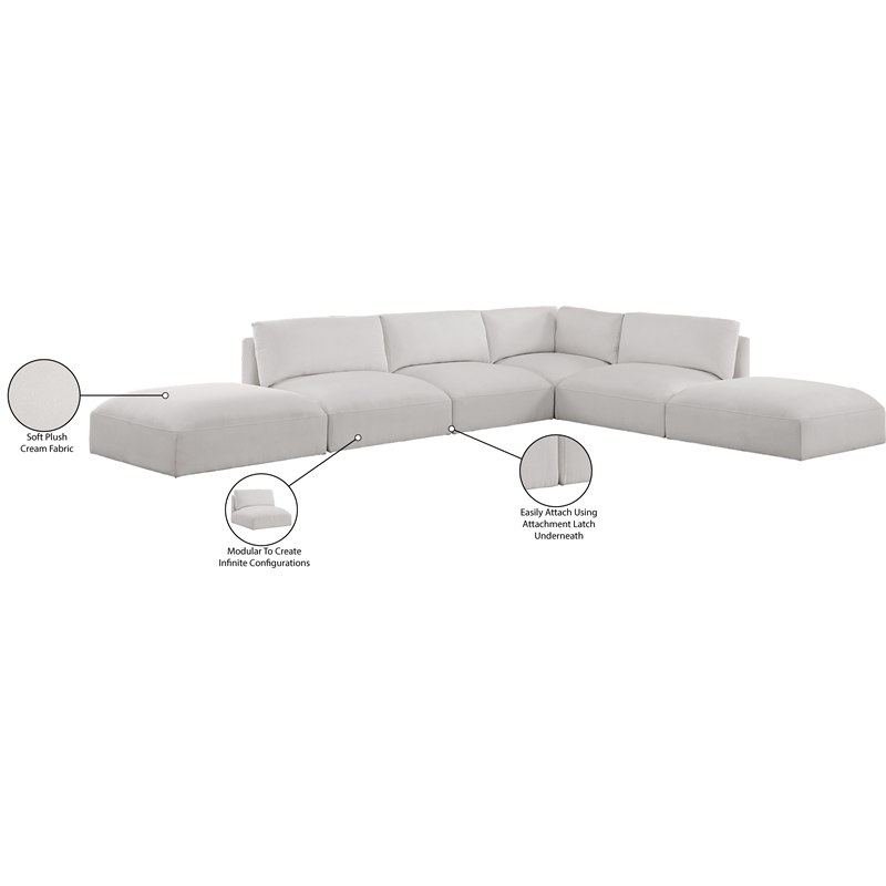 Meridian Furniture Ease Cream Fabric Modular Sectional
