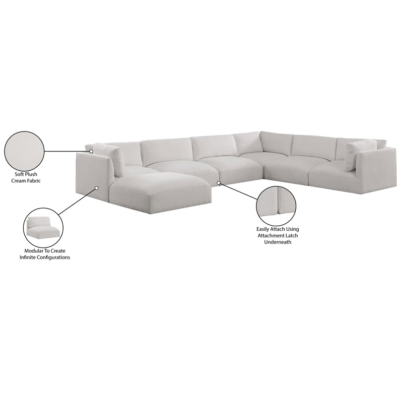 Meridian Furniture Ease Cream Fabric Modular Sectional
