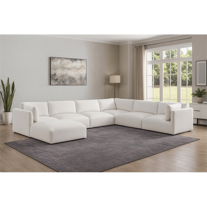 Meridian Furniture Ease Cream Fabric Modular Sectional