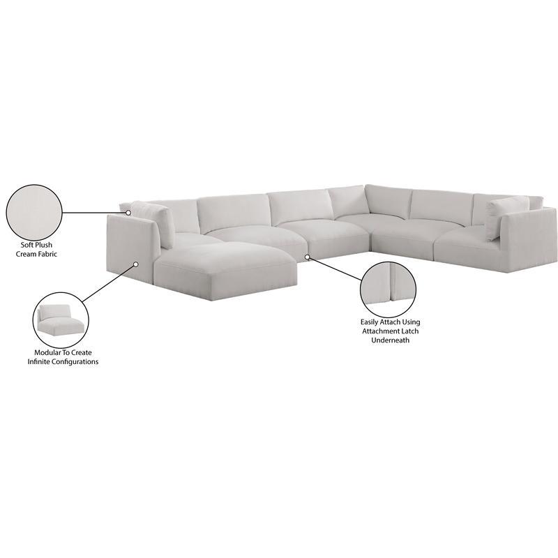 Meridian Furniture Ease Cream Fabric Modular Sectional