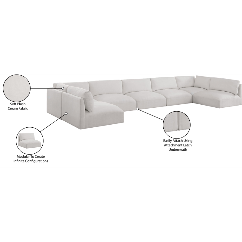 Meridian Furniture Ease Cream Fabric Modular Sectional
