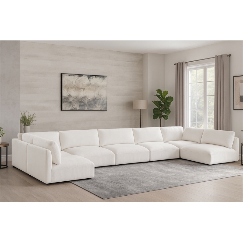 Meridian Furniture Ease Cream Fabric Modular Sectional