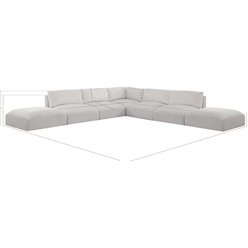 Meridian Furniture Ease Cream Fabric Modular Sectional