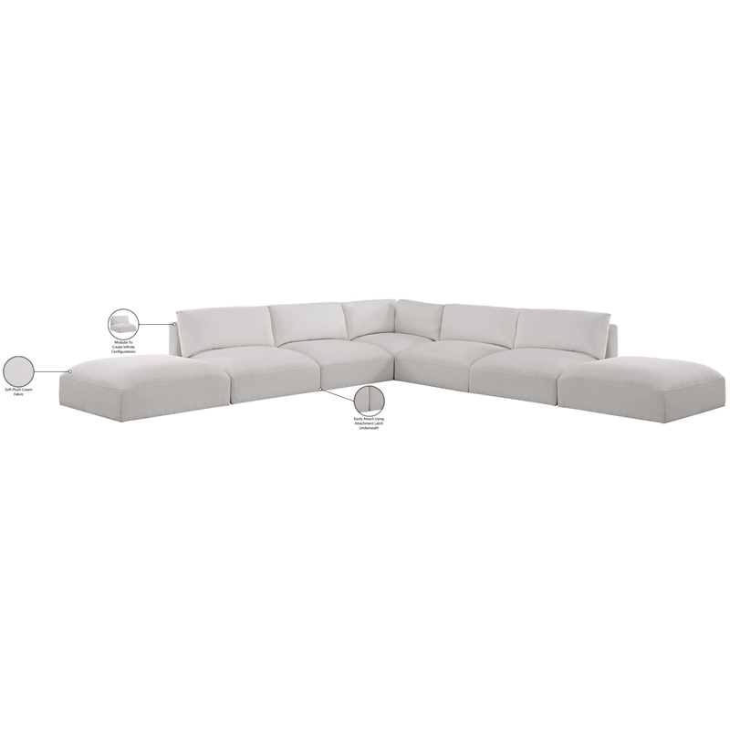 Meridian Furniture Ease Cream Fabric Modular Sectional