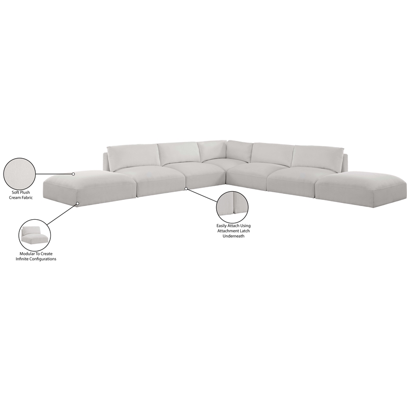 Meridian Furniture Ease Cream Fabric Modular Sectional