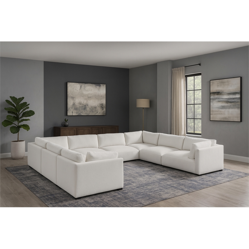 Meridian Furniture Ease Cream Fabric Modular Sectional
