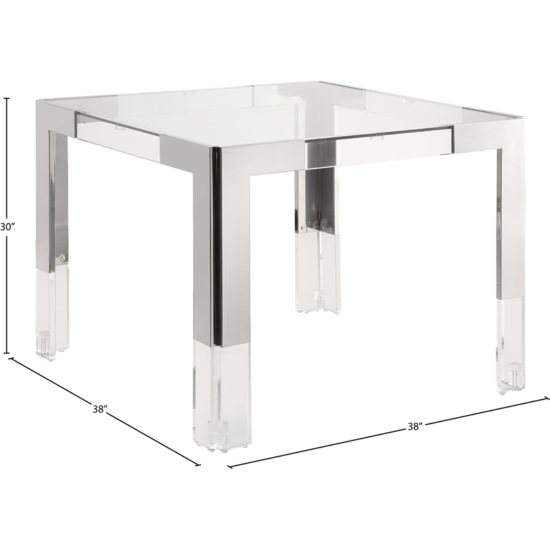 Meridian Furniture Casper Chrome Stainless Steel and Acrylic Dining / Game Table