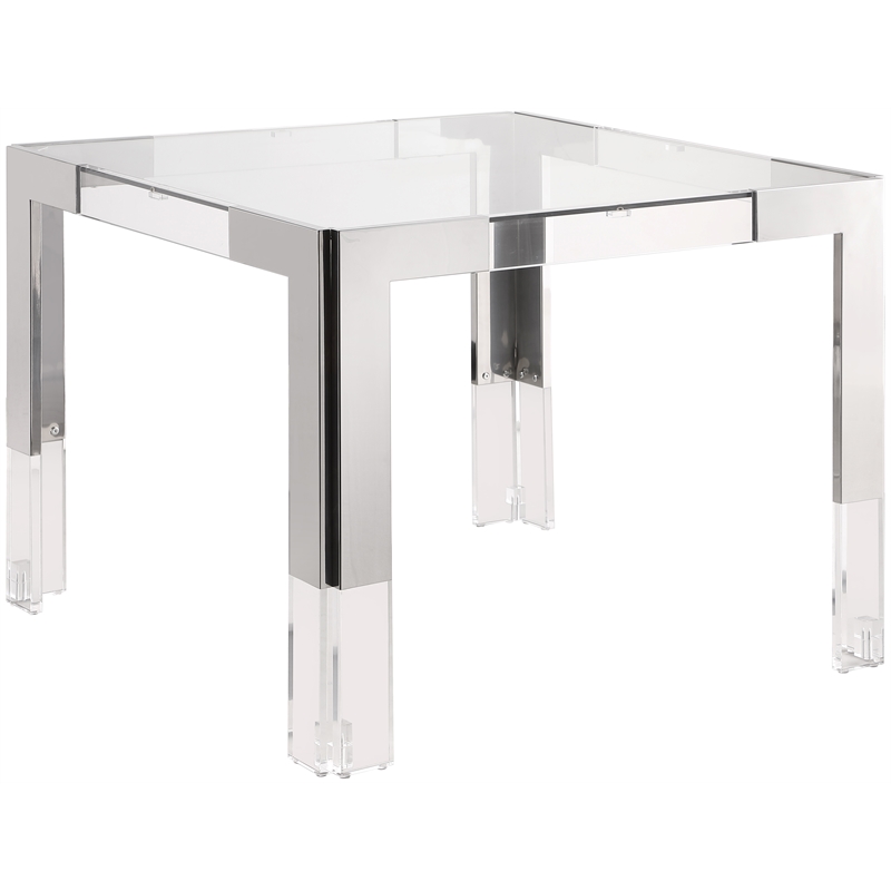 Meridian Furniture Casper Chrome Stainless Steel and Acrylic Dining / Game Table