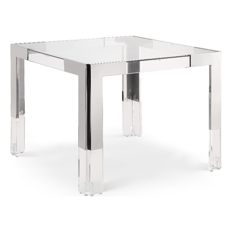 Meridian Furniture Casper Chrome Stainless Steel and Acrylic Dining / Game Table