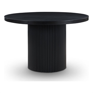meridian furniture belinda round black oak wood veneer top dining table